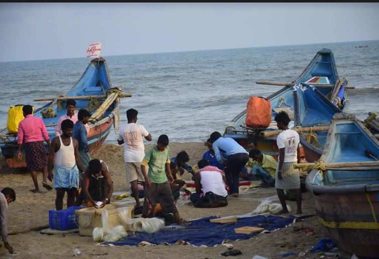 A sea beach in Odisha amid turbulence in weather