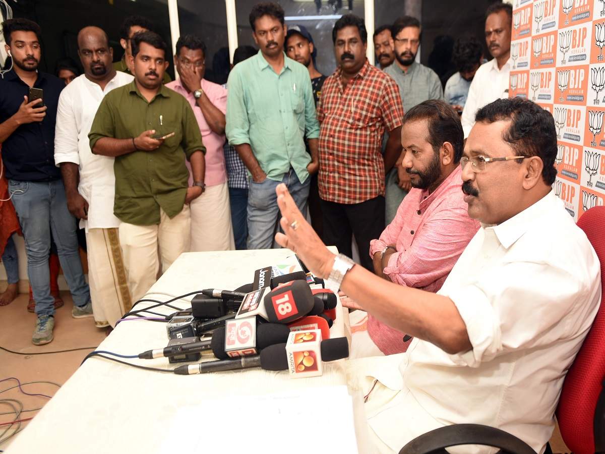 BJP state president P S Sreedharan Pillai interacts with journalists