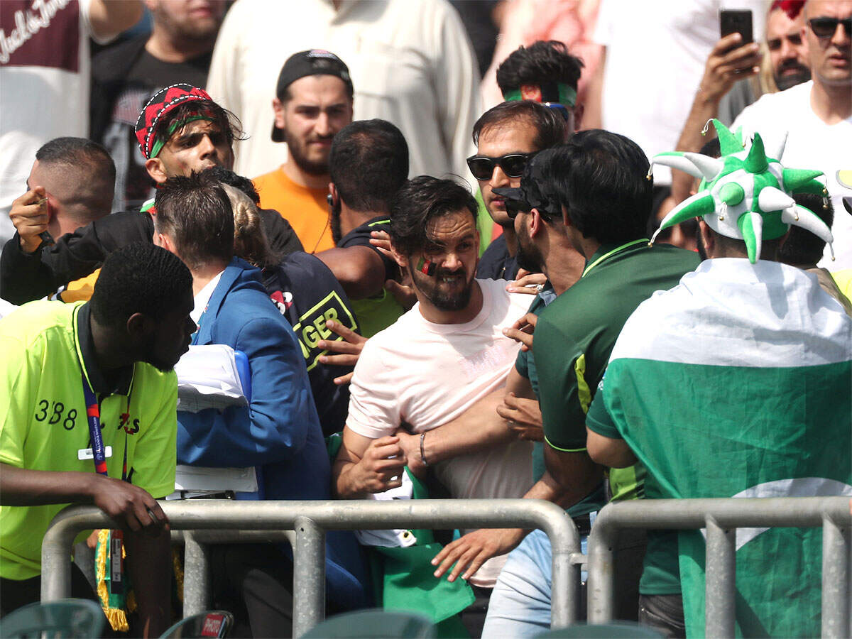 Scuffles between Afghan and Pakistani fans started inside the stadium and continued outside after troublemakers were evicted. (Reuters Photo)