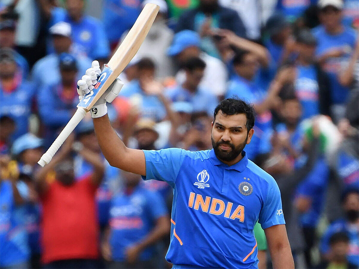 Rohit Sharma celebrates his century against Bangladesh at Edgbaston in Birmingham. (AFP Photo)