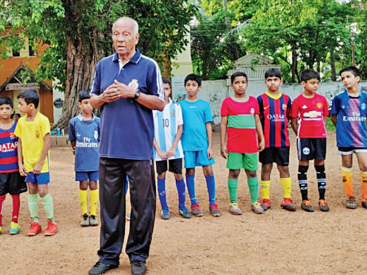 Rufus D’Souza trains youngsters at the ground