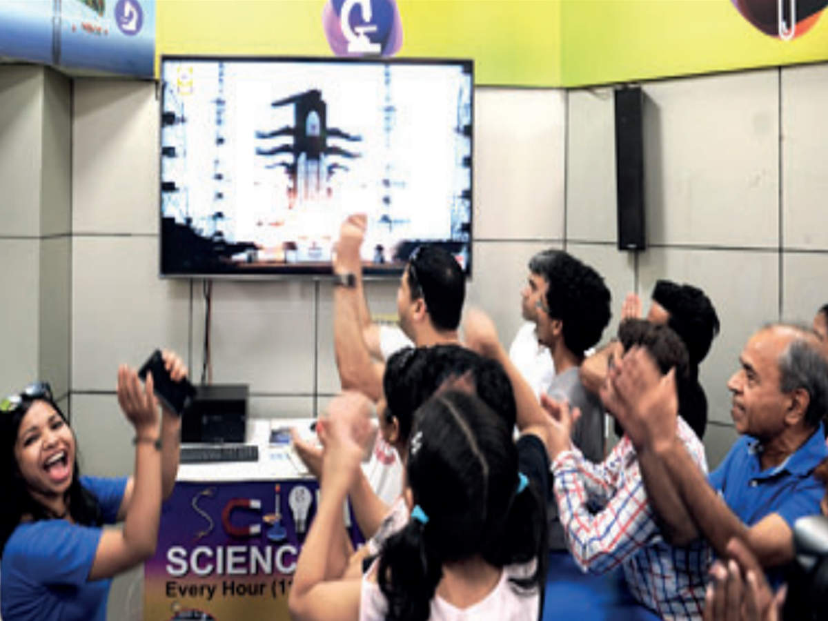 People at Nehru Science Centre, after Chandrayaan-2 was launched on Monday