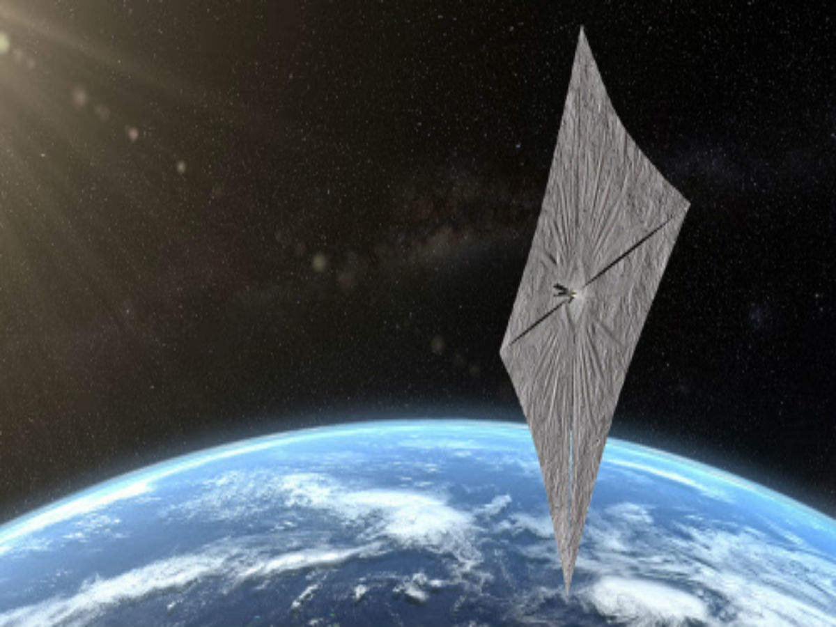 A satellite is solar sailing around Earth