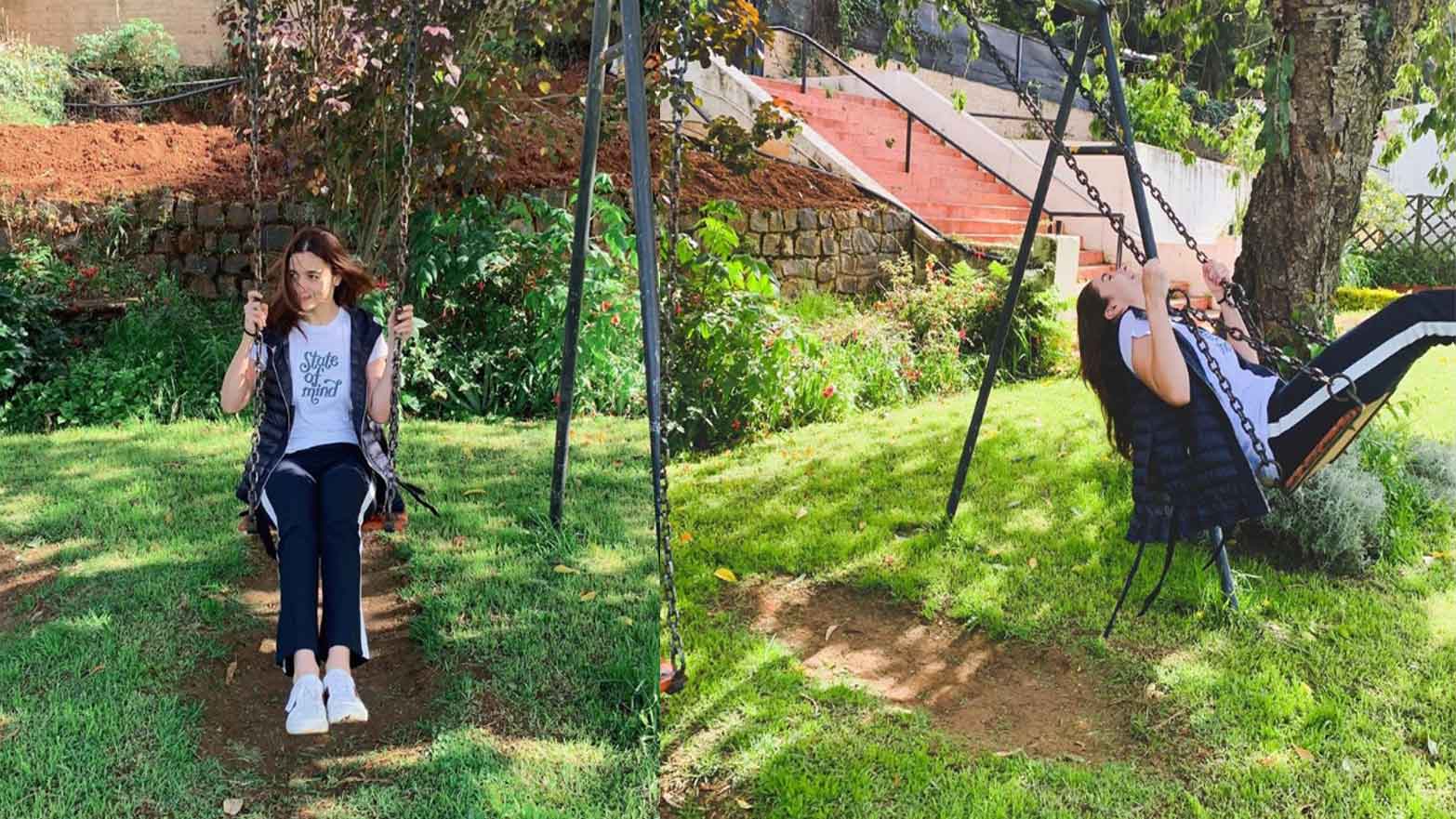 Alia Bhatt Aces Work Leisure Balance In Ooty Enjoys A Swing Ride In The Lap Of Nature