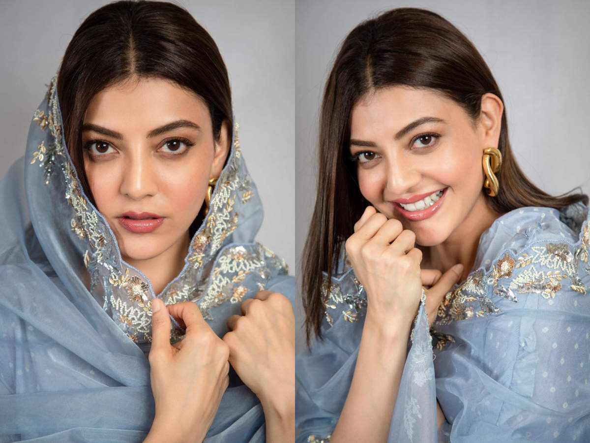 1200px x 900px - Kajal Aggarwal looks like a coy bride in this powder blue salwar ...