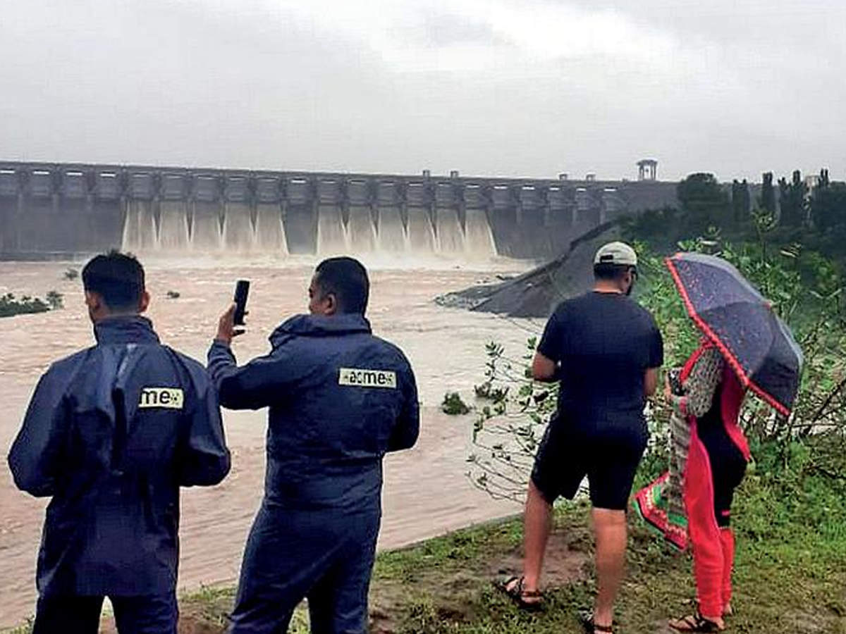 The overflowing dam provided a breathtaking view to visitors