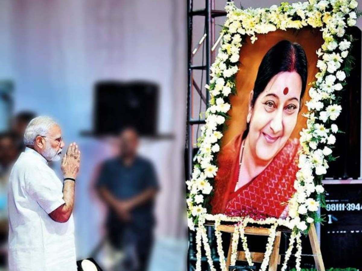 PM Narendra Modi pays tributes to Sushma Swaraj (ANI)