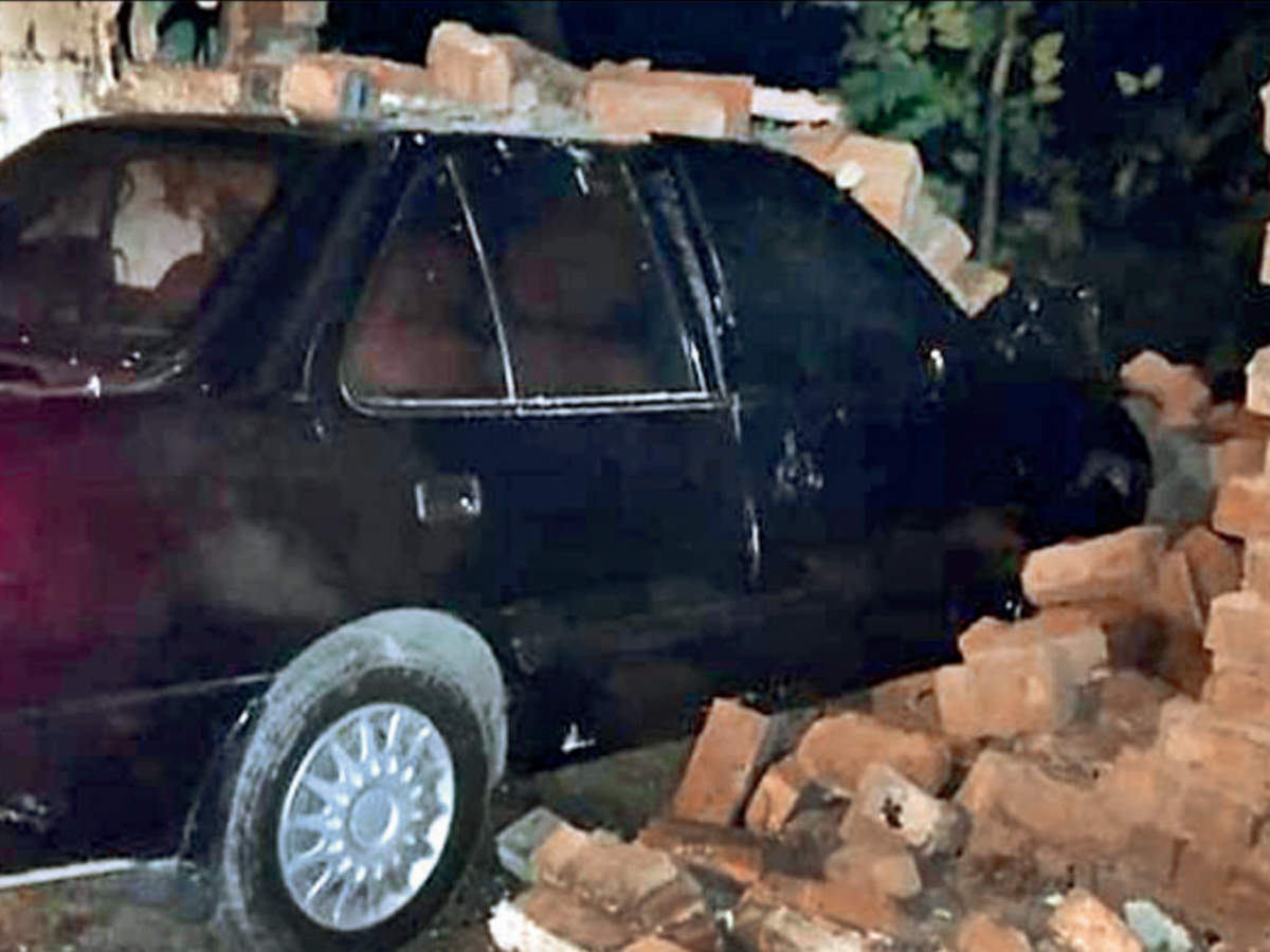 The car crashed into a 10-inch-thick wall