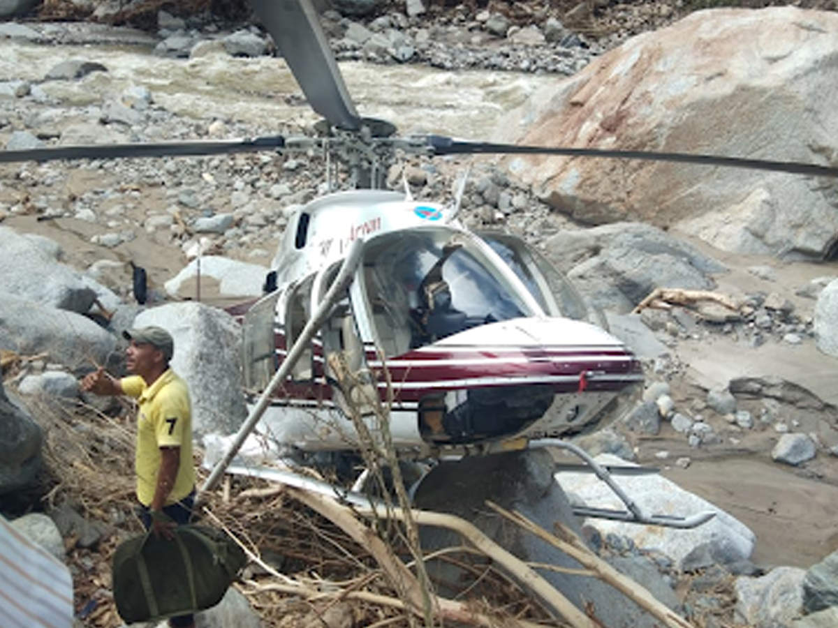 The chopper made an emergency landing at a dry diver bed near Nagwada village.