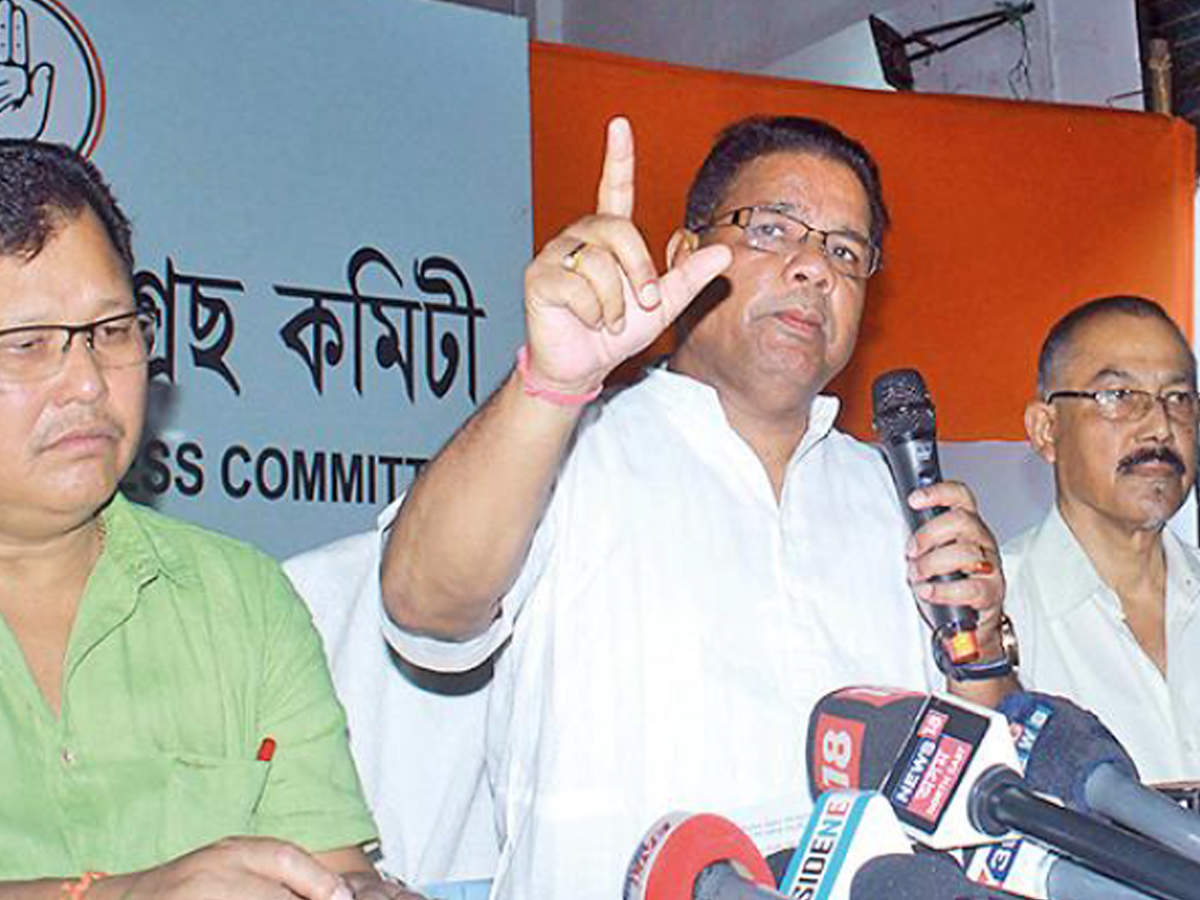 Assam Pradesh Congress Committee president Ripun Bora at a press meet in Guwahati on Monday