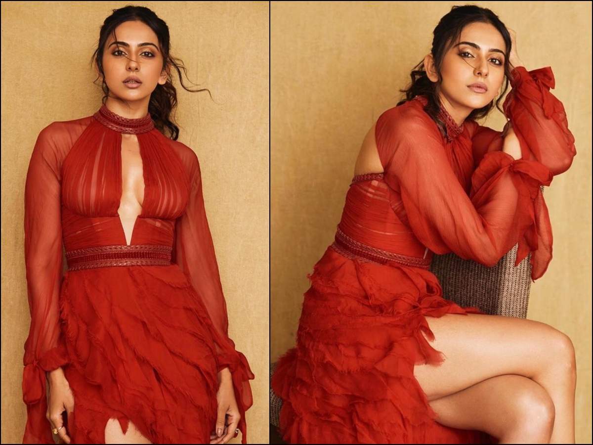 Hotness Alert! Rakul Preet Singh flaunts her toned figure in a red fuchsia  gown | Telugu Movie News - Times of India