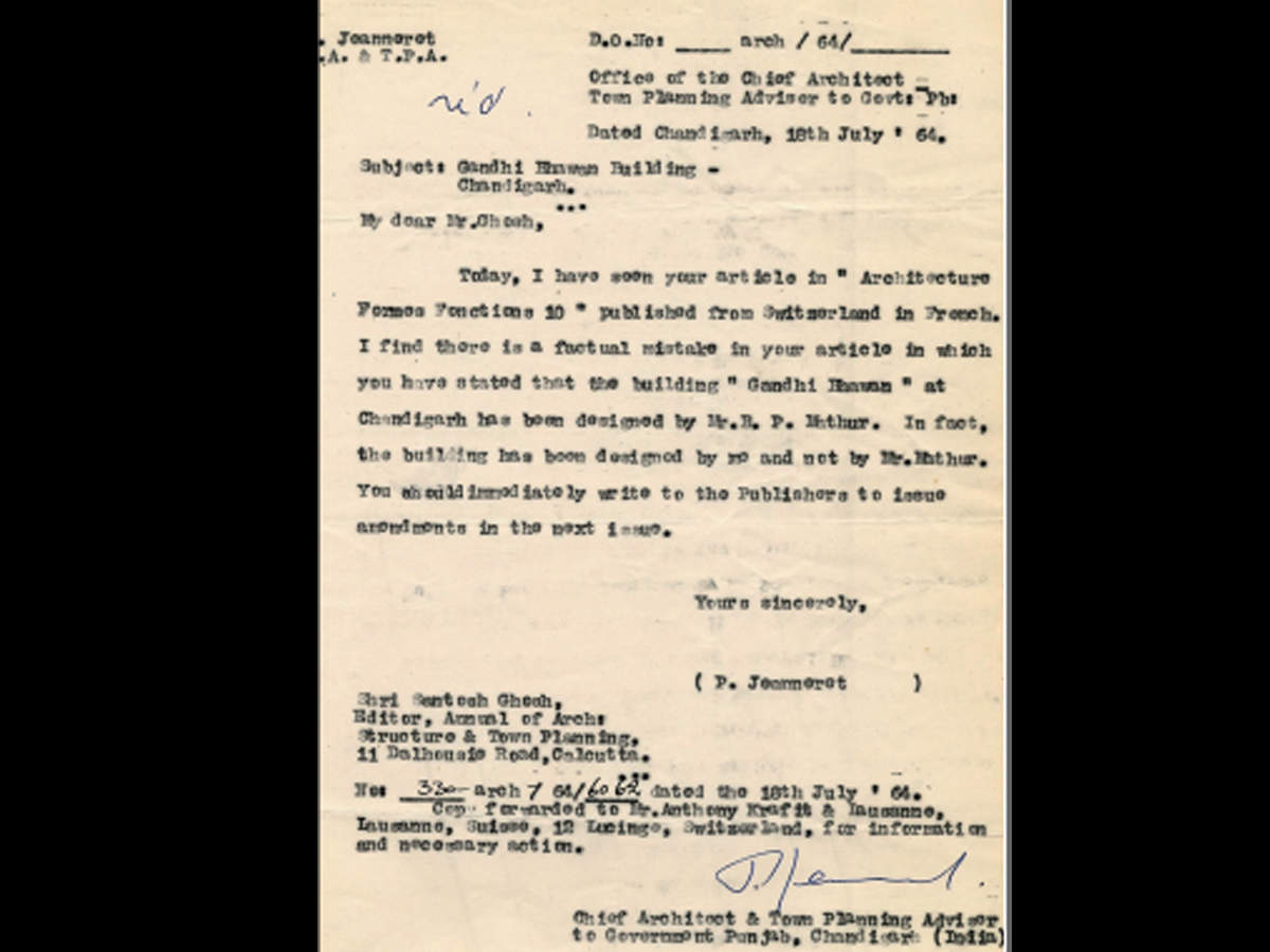 The letter signed by Jeanneret 