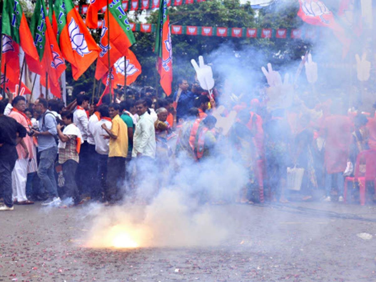 BJP supporters in Mumbai on Thursday.