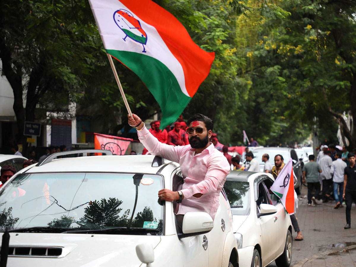 NCP supporters celebrating in Pune. (TOI photo by Aditya Waikul)