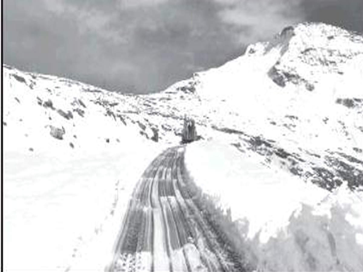 Snow is being cleared near Rohtang on Sunday