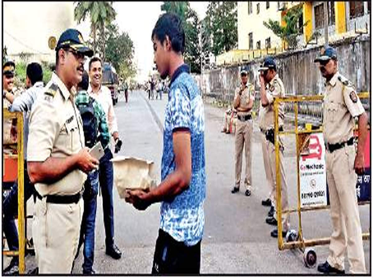 Visitors and local residents were stopped and checked by cops at the entry point to Rangsharda hotel in Bandra