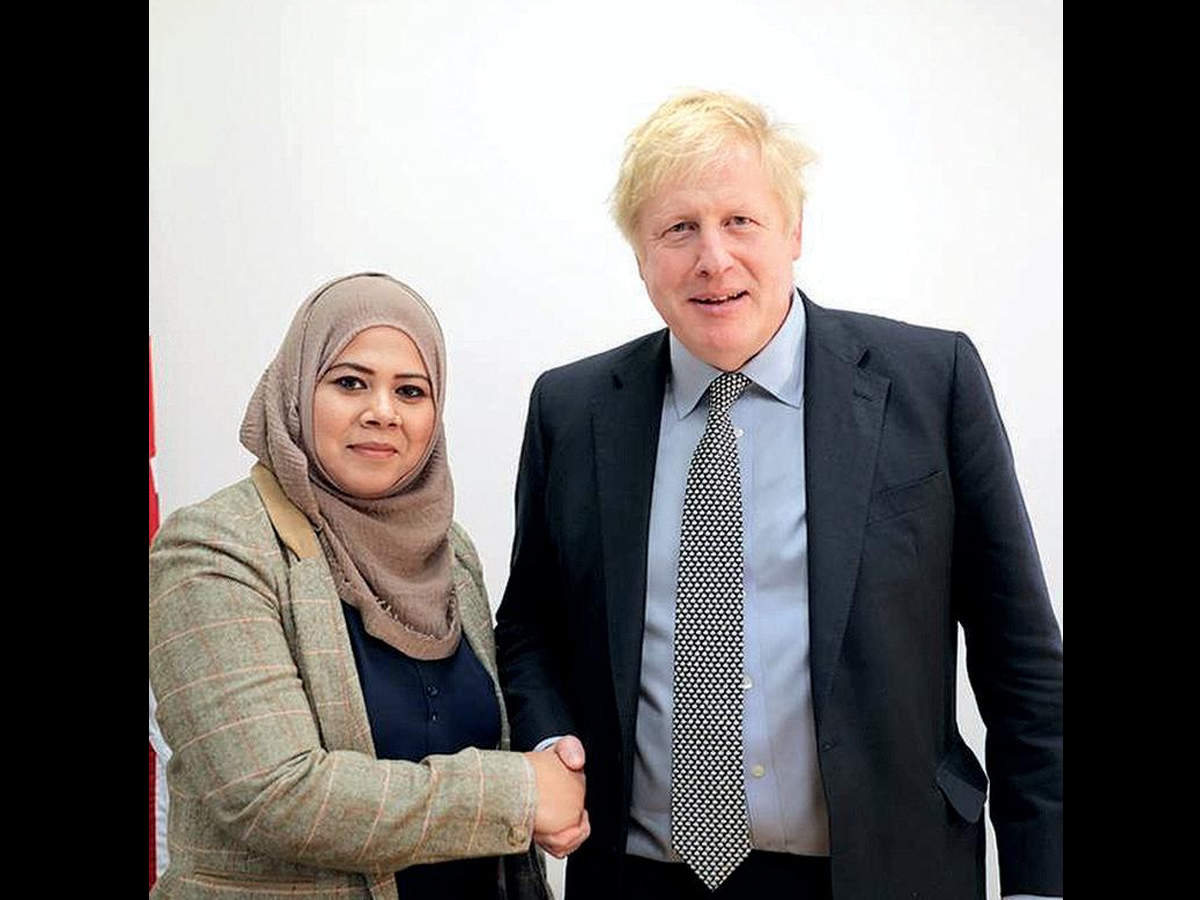 Tamkeen Shaikh with British PM Boris Johnson.
