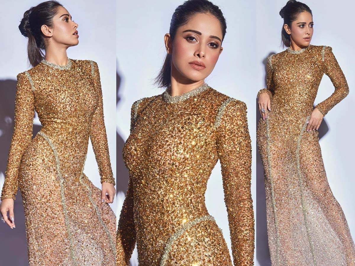 Photos: We Can't Stop Gushing Over Nushrat Bharucha's Shimmery Golden Gown | Hindi Movie News