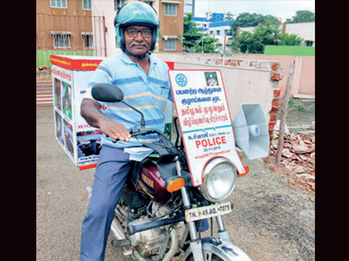  N Shivaji, a retired sub inspector, plans to cover an overall distance of 5,500km. He hopes to wind up his campaign in 10 or 12 days