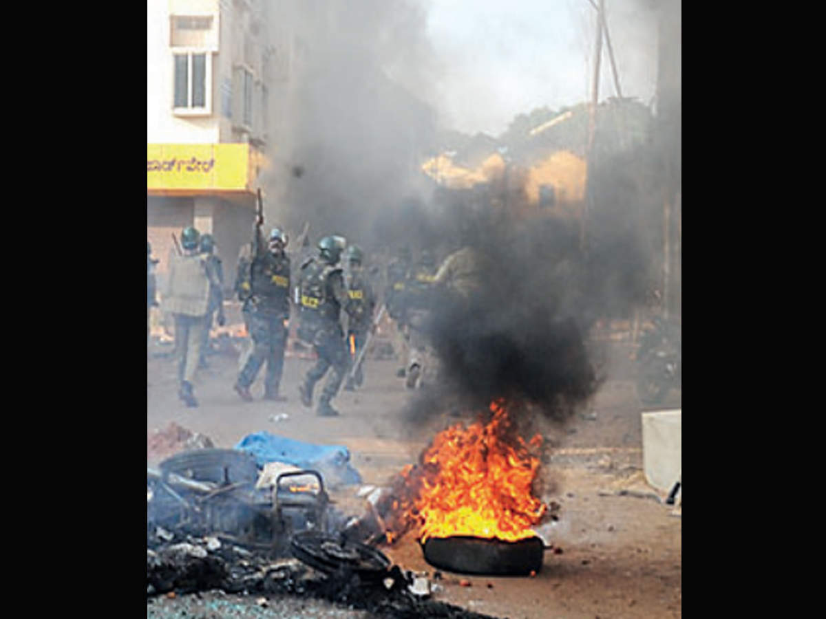 A file photo of the violence that gripped Mangaluru in the wake of CAA protests