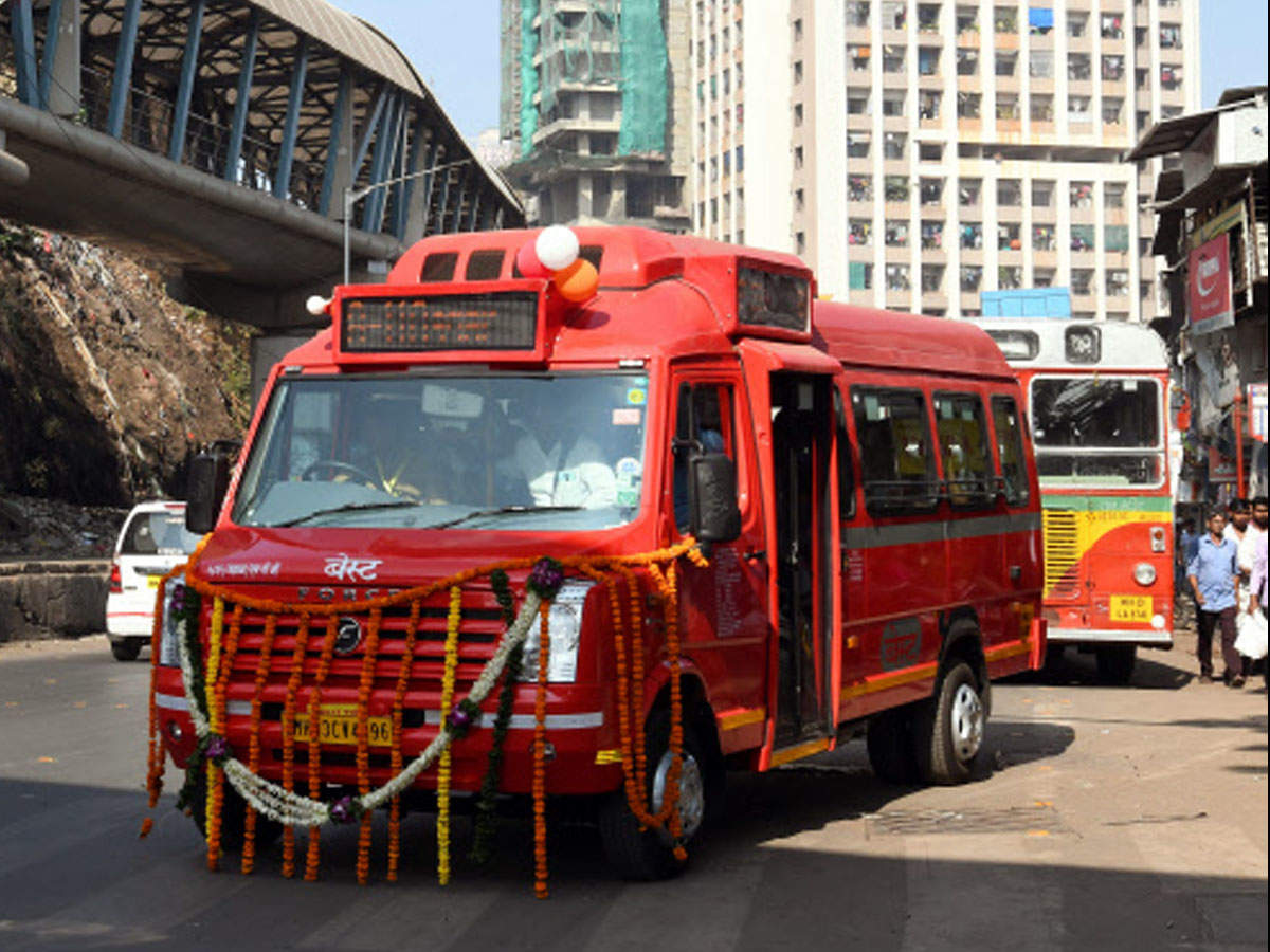 A new lot first new mini AC BEST bus is first on run with passengers from Wadala depot in Mumbai on Thursday