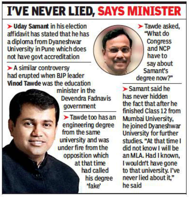 Maharashtra Education Minister S Diploma From Unaccredited