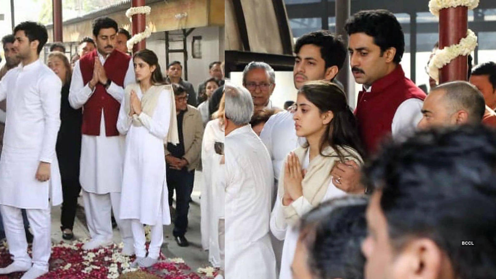 ritu nanda s funeral abhishek bachchan consoles niece navya naveli nanda hindi movie news bollywood times of india ritu nanda s funeral abhishek bachchan consoles niece navya naveli nanda