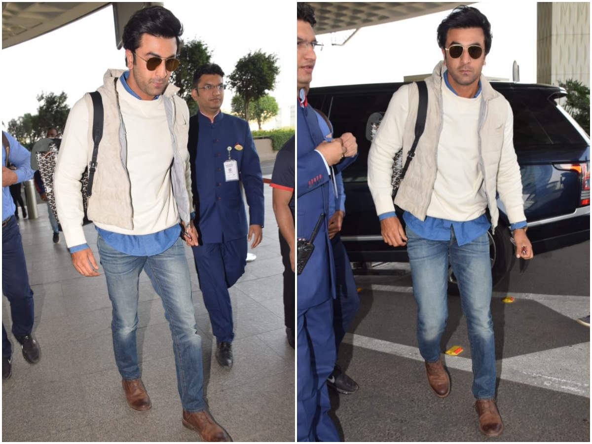 WORK MODE ✓😍 Ranbir Kapoor dons a t-shirt, jacket, and cargo pants paired  with cool sunglasses as he heads out of Mumbai…