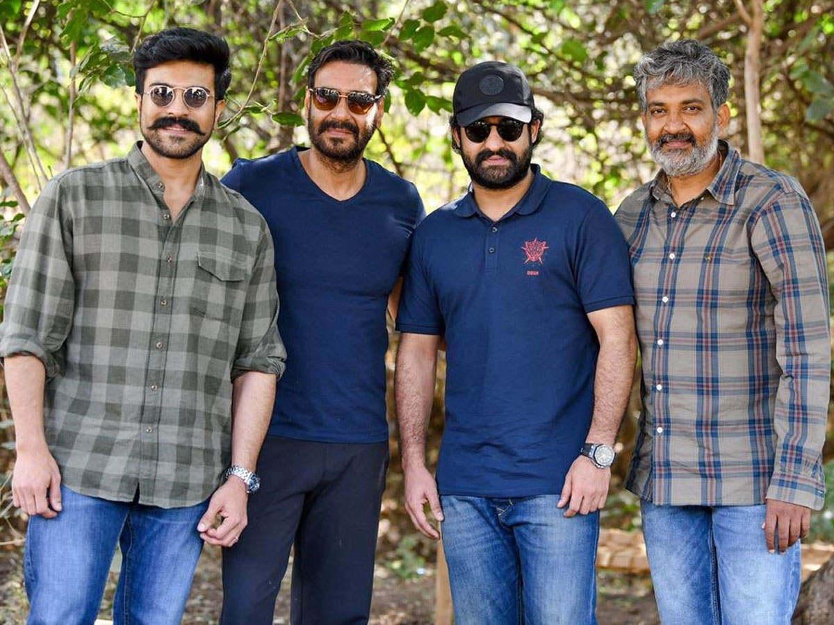 Photos: Jr NTR welcomes Ajay Devgn to the &#39;RRR&#39; world with director SS  Rajamouli and Ram Charan | Hindi Movie News - Times of India