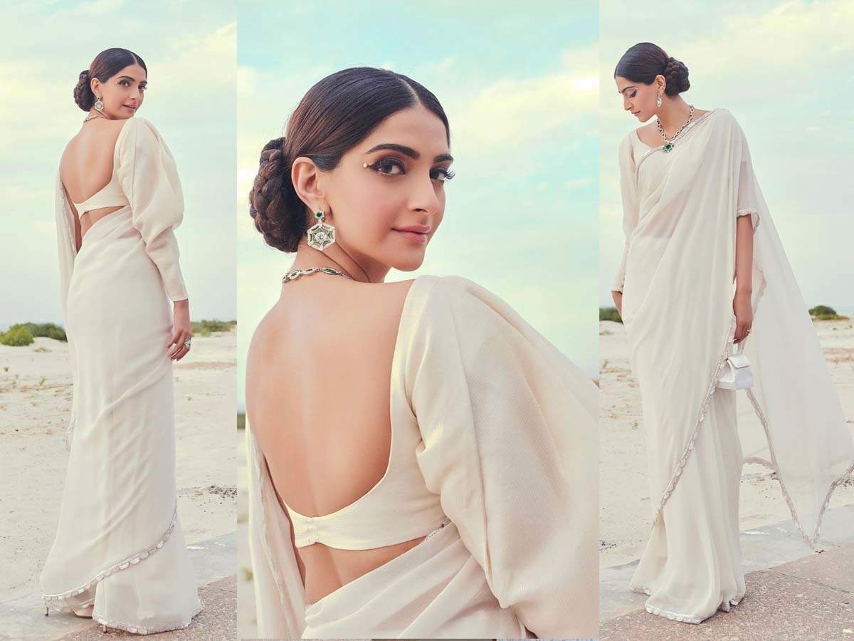 Sonam Kapoor looks all dreamy in a white saree; take a look at the pictures  here | Hindi Movie News - Times of India