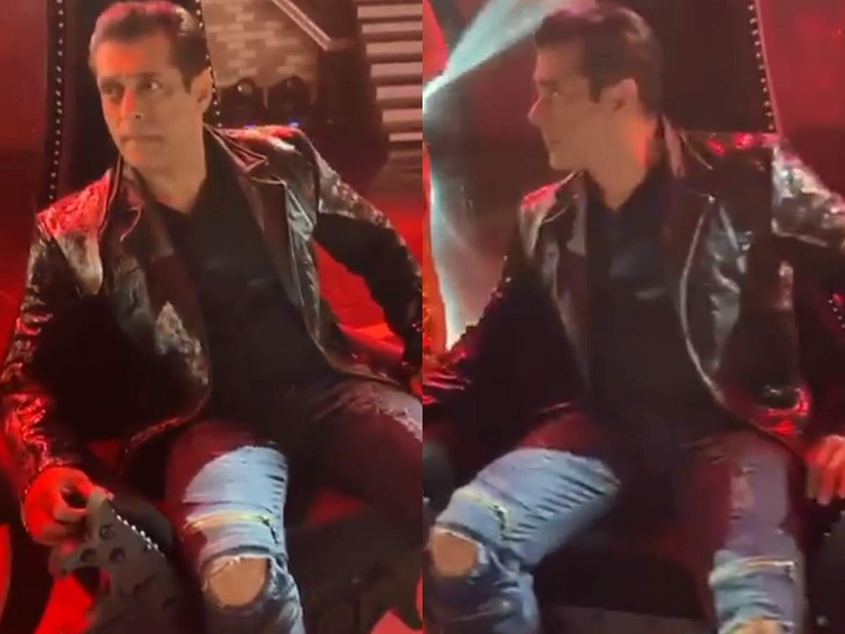 Salman Khan sports a bright red jacket as he shoots for Bigg Boss 17; see  pics - Times of India