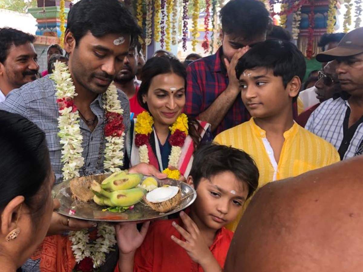 Photos: Dhanush prays at his ancestral temple in Theni with his ...