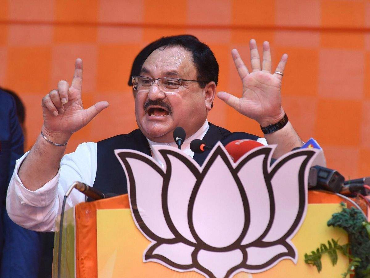 BJP president JP Nadda addresses the party's state unit in Patna ahead of assembly elections in Bihar. (PTI Photo)