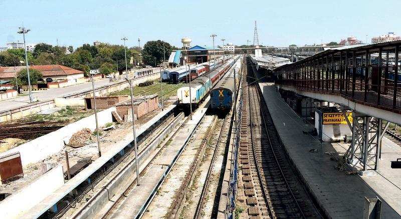 Trains at Prayagraj railway station after lockdown