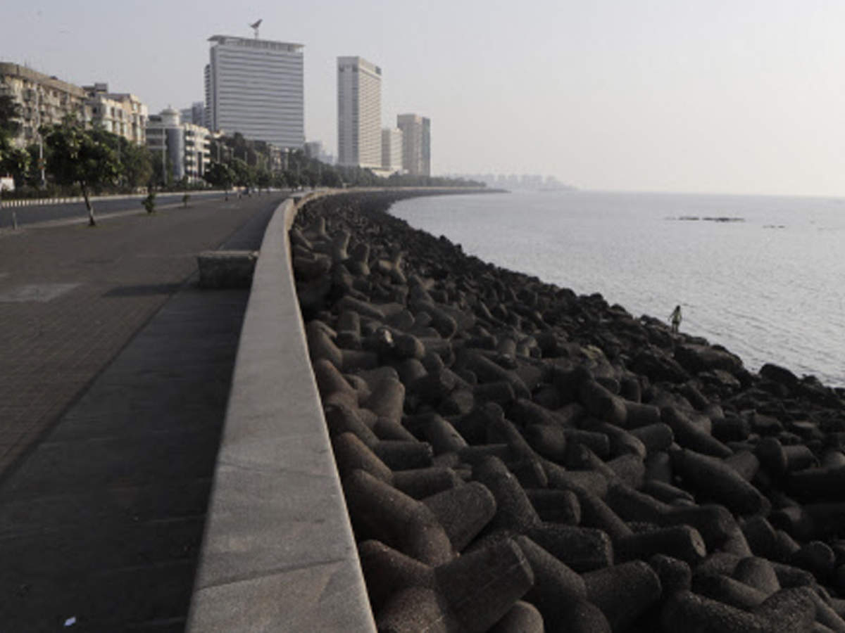 A deserted Marine Beach in Mumbai on Tuesday.
