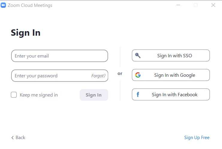 zoom meeting login in laptop