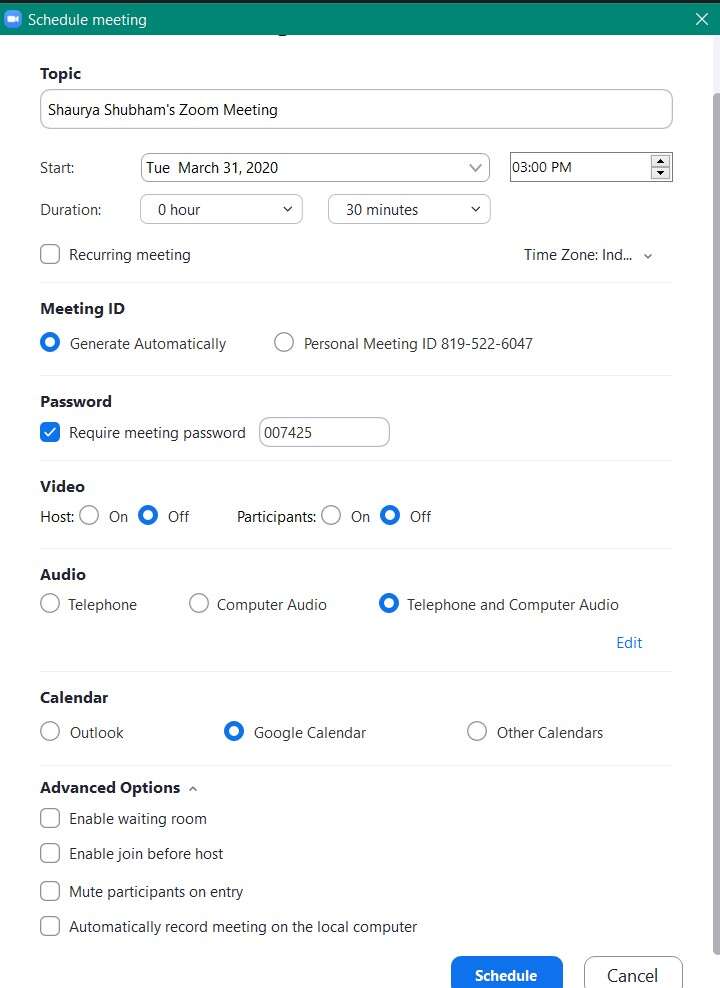 set up zoom meetings