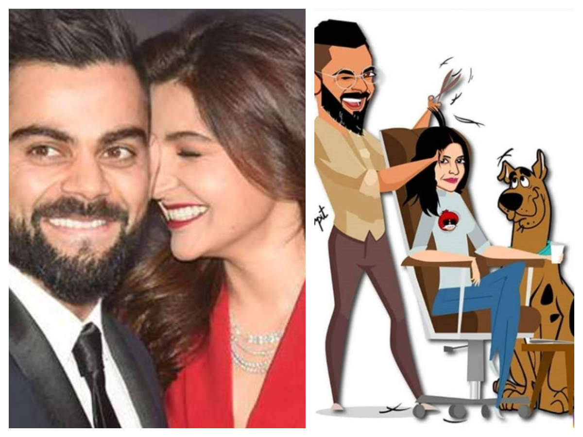 Anushka Sharma reacts to a fan-made cartoon of Virat Kohli giving her a  hair-cut and it is simply hilarious! | Hindi Movie News - Times of India