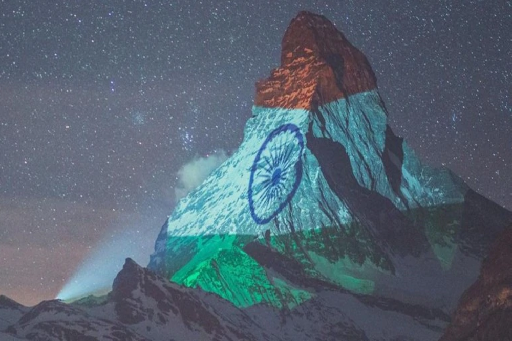 Famous Matterhorn Mountain in Switzerland gets illuminated with Indian tricolour