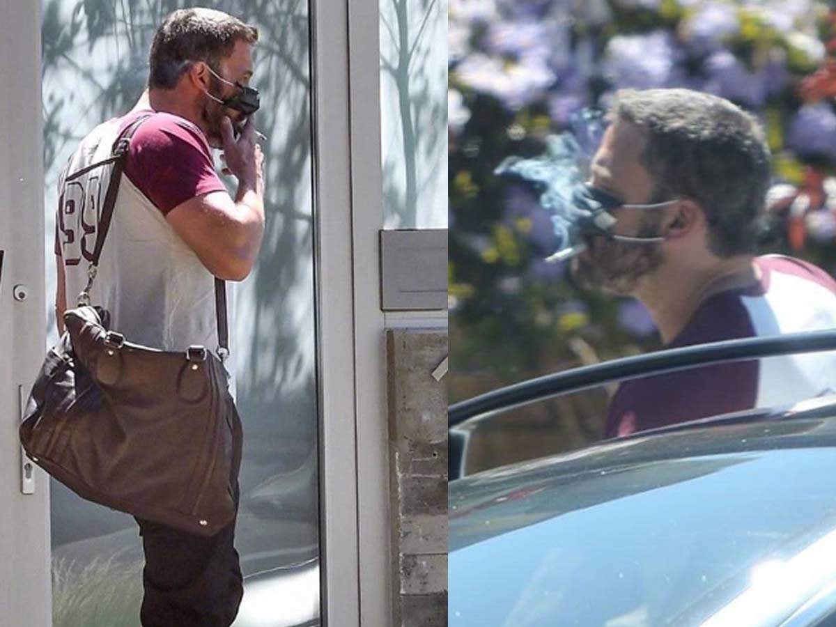 Photos Ben Affleck Won T Let Face Mask Stop Him From Smoking As He Takes A Stroll With Girlfriend Amid Lockdown English Movie News Times Of India