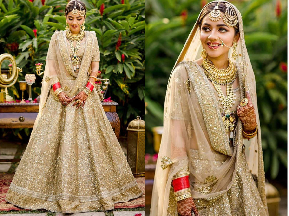 gold lehengas