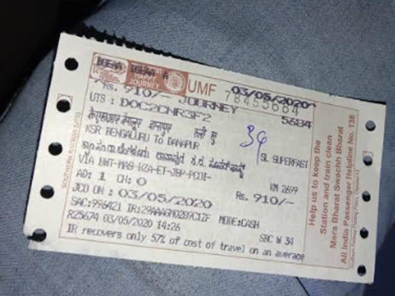 The state government has been collecting railway-fixed fares from workers: Rs 910 per passenger for Bengaluru-Danapur.