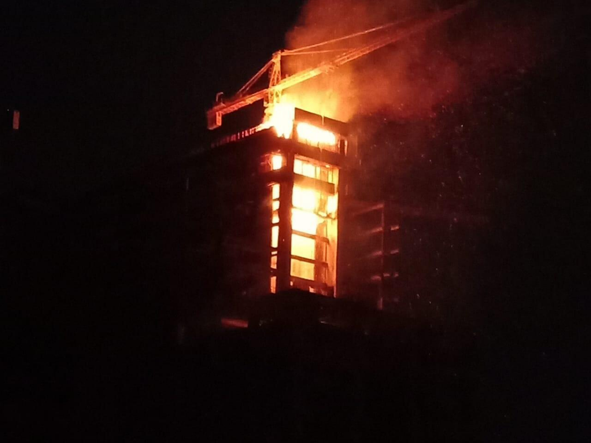 The fire at the under-construction building broke out  at around 11.30pm on Tuesday night
