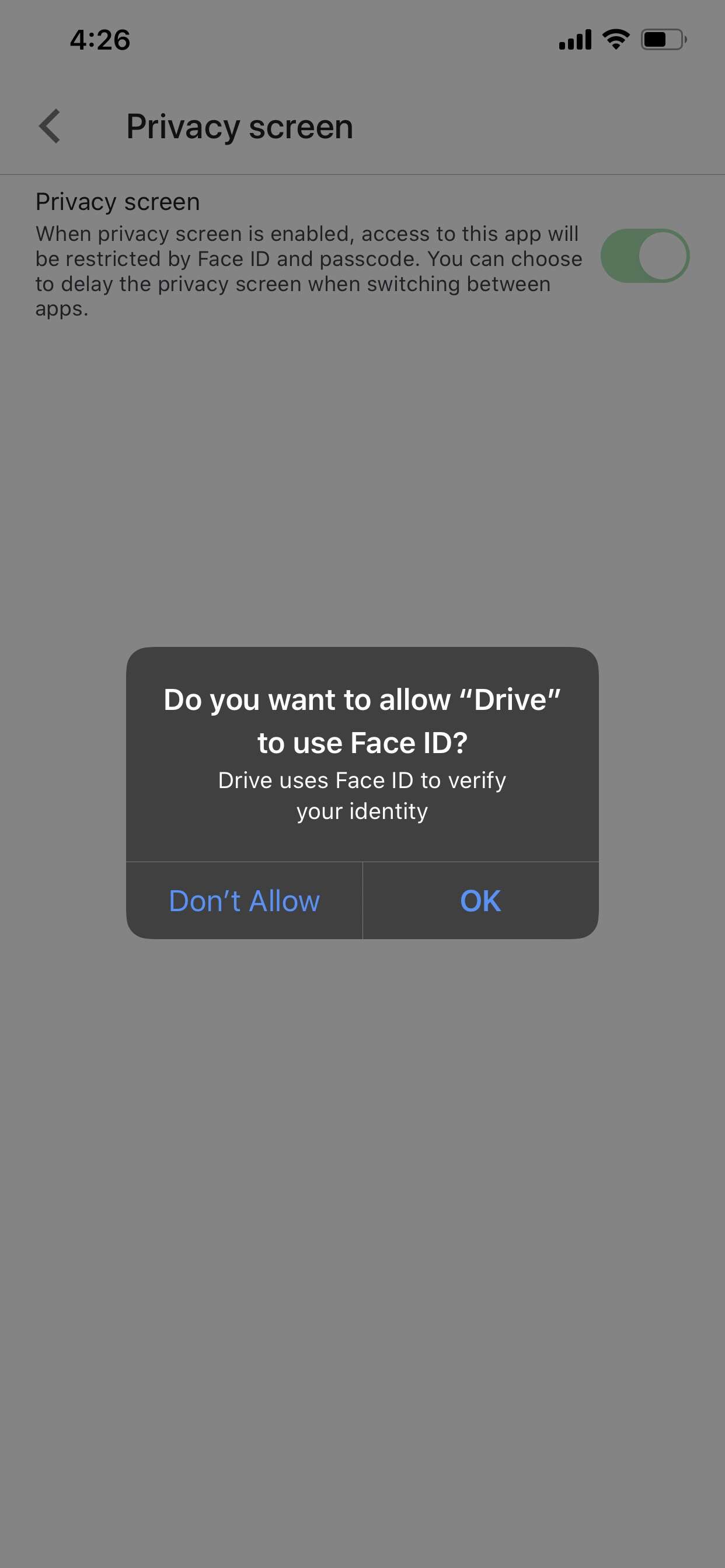 How to lock Google Drive using the Privacy Screen feature on iPhone and