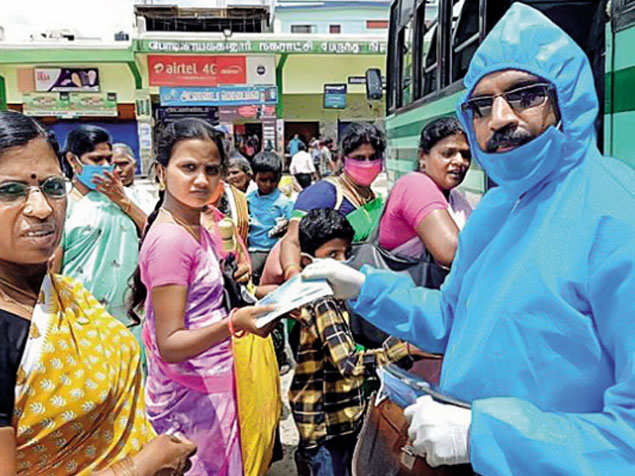 V Karuppasamy, a TNSTC bus conductor from Bodinayakkanur in Theni district, has spent his one month salary to purchase 2,000 face masks for passengers