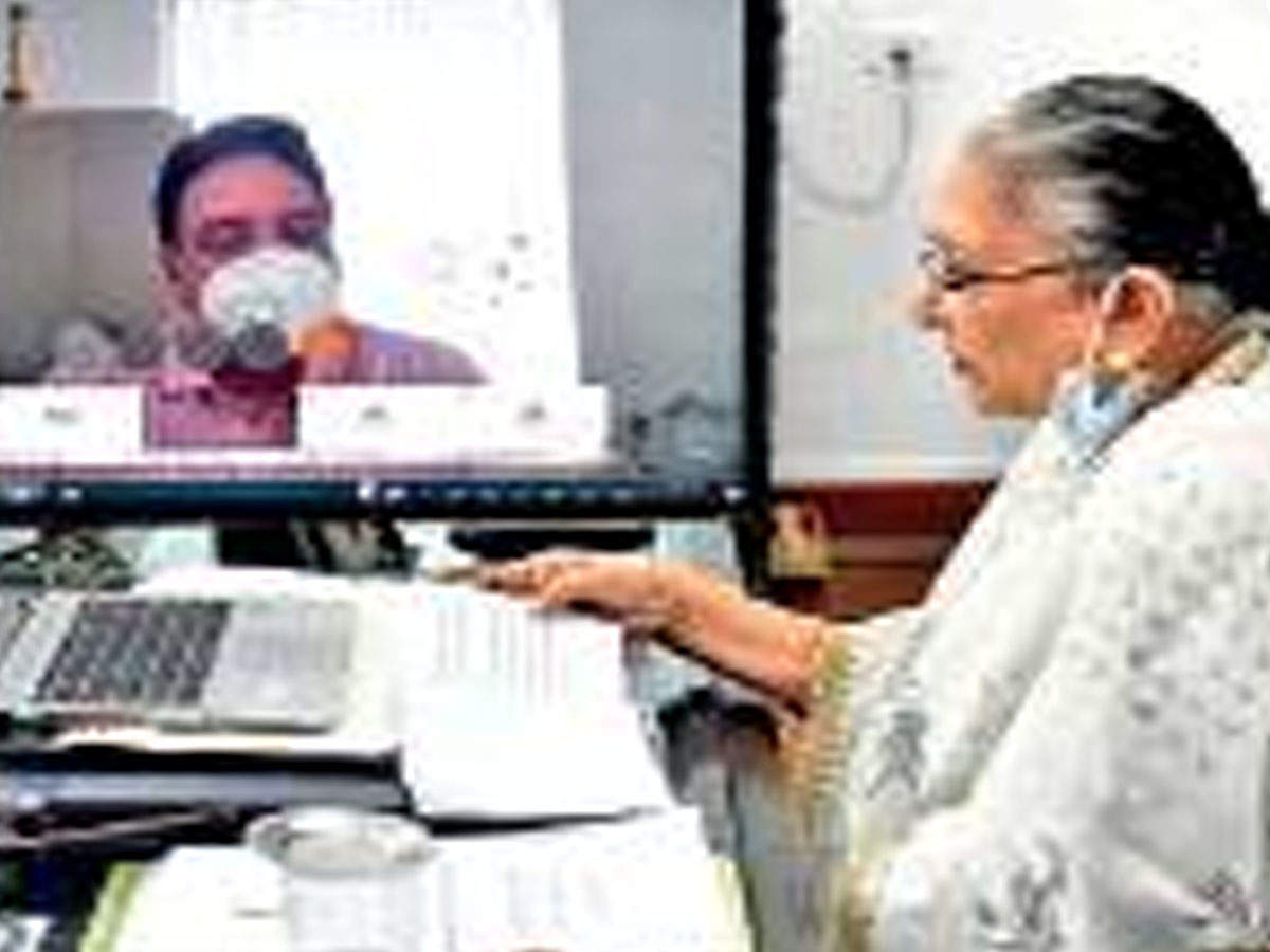 Governor Anandiben Patel at the webinar organised by NAAC and higher education department on Tuesday 