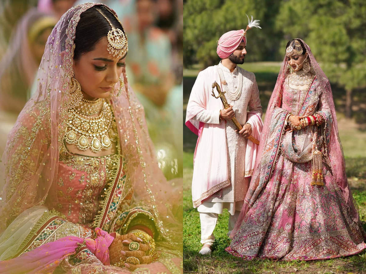 rose pink lehenga for bride