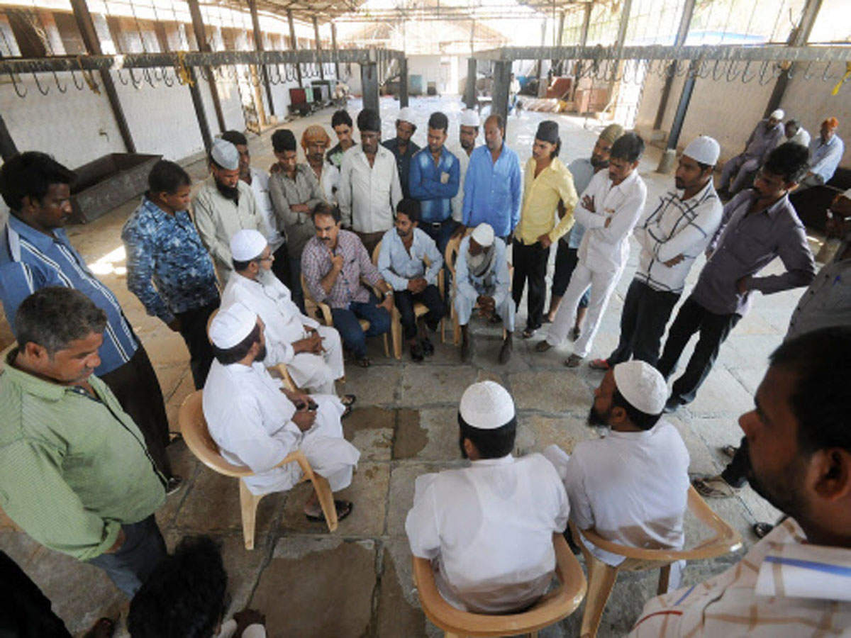 TOI file photo of a meeting of beef merchants and workers at the Deonar abattoir. (Used for representative purpose)