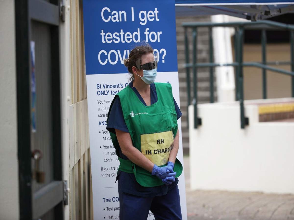 A healthcare professional waits at a pop-up clinic testing for the coronavirus disease (Covid-19) in Australia (Reuters Photo) 