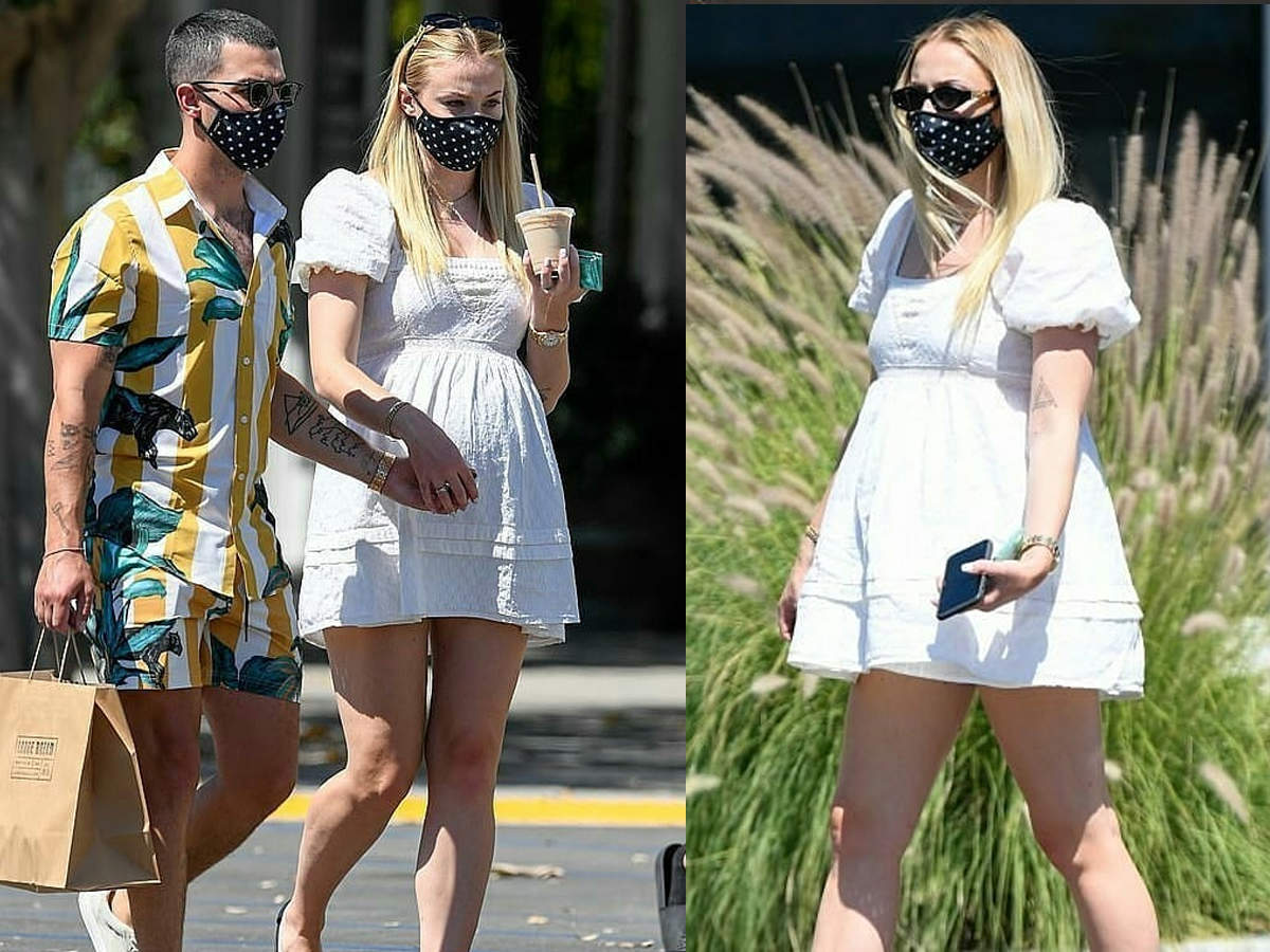 Photos Pregnant Sophie Turner Steps Out With Husband Joe Jonas In Matching Masks English Movie News Times Of India